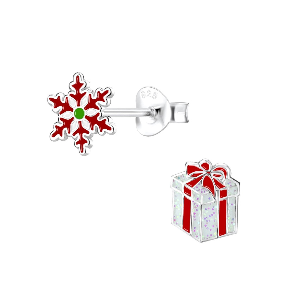 Puces d'oreilles fête de Noël en argent