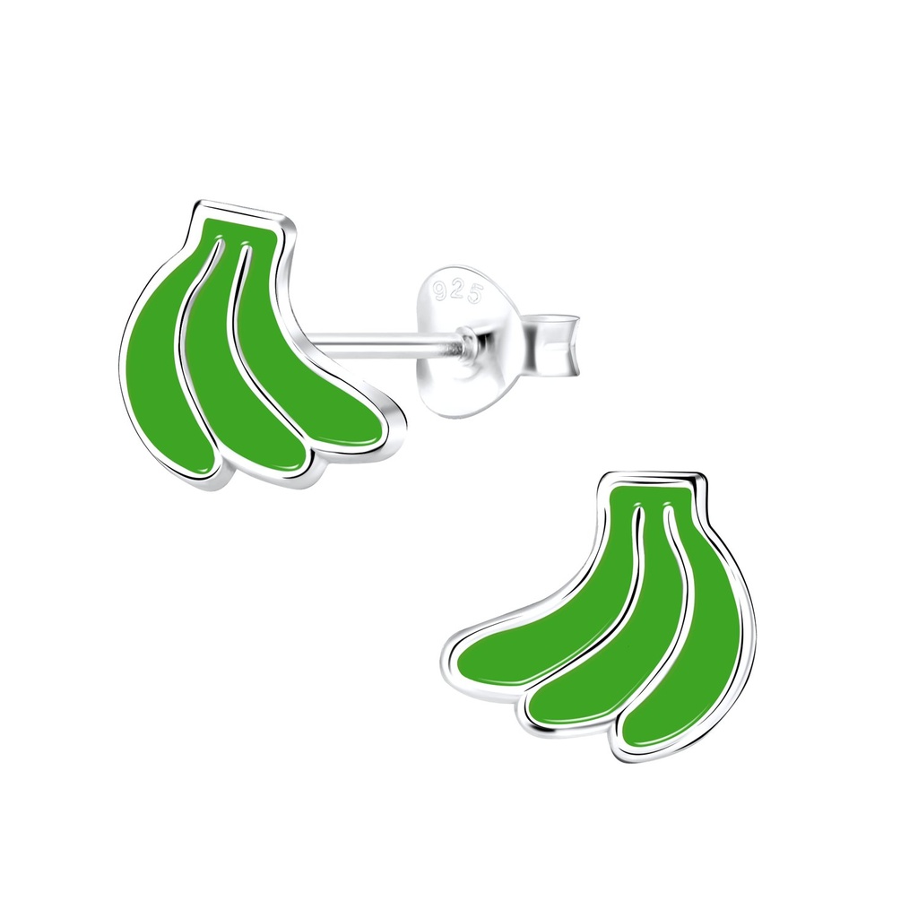 Silver Banana Stud Earrings