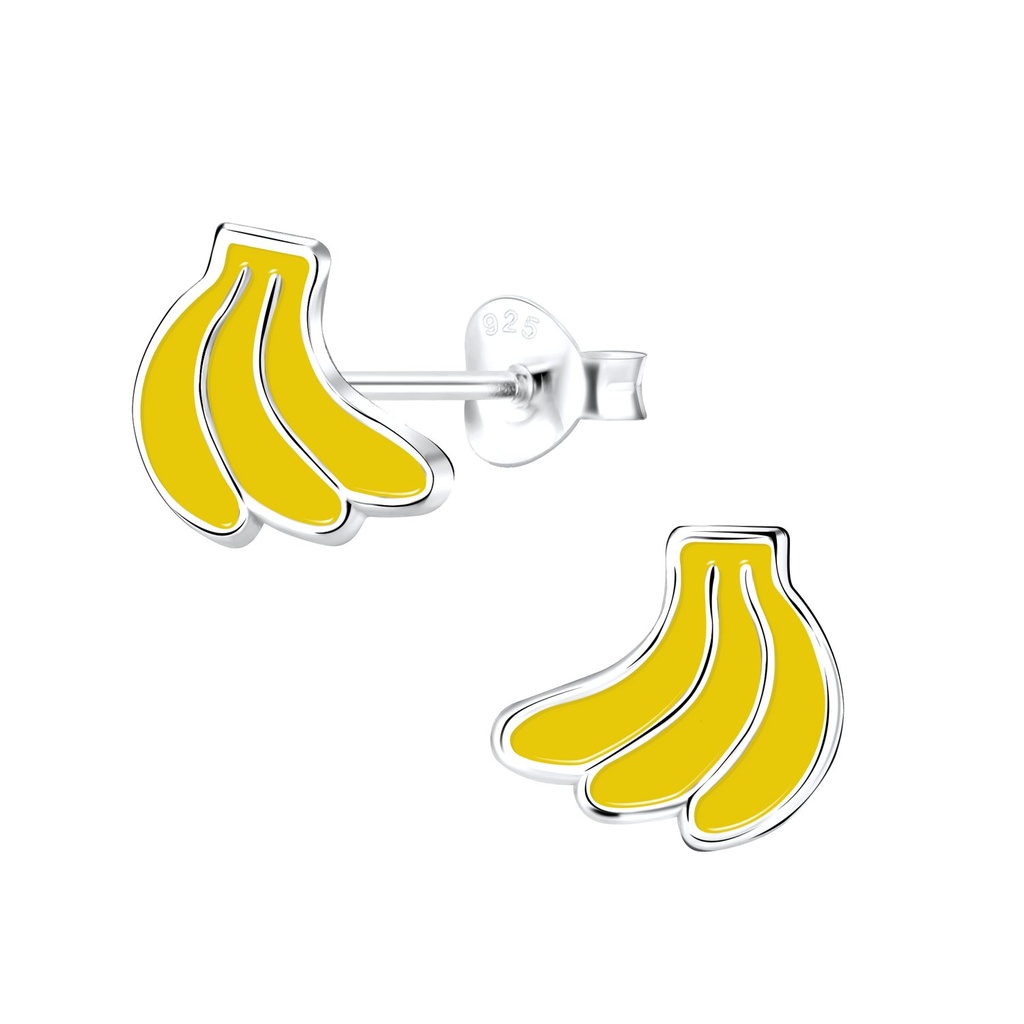 Silver Banana Stud Earrings