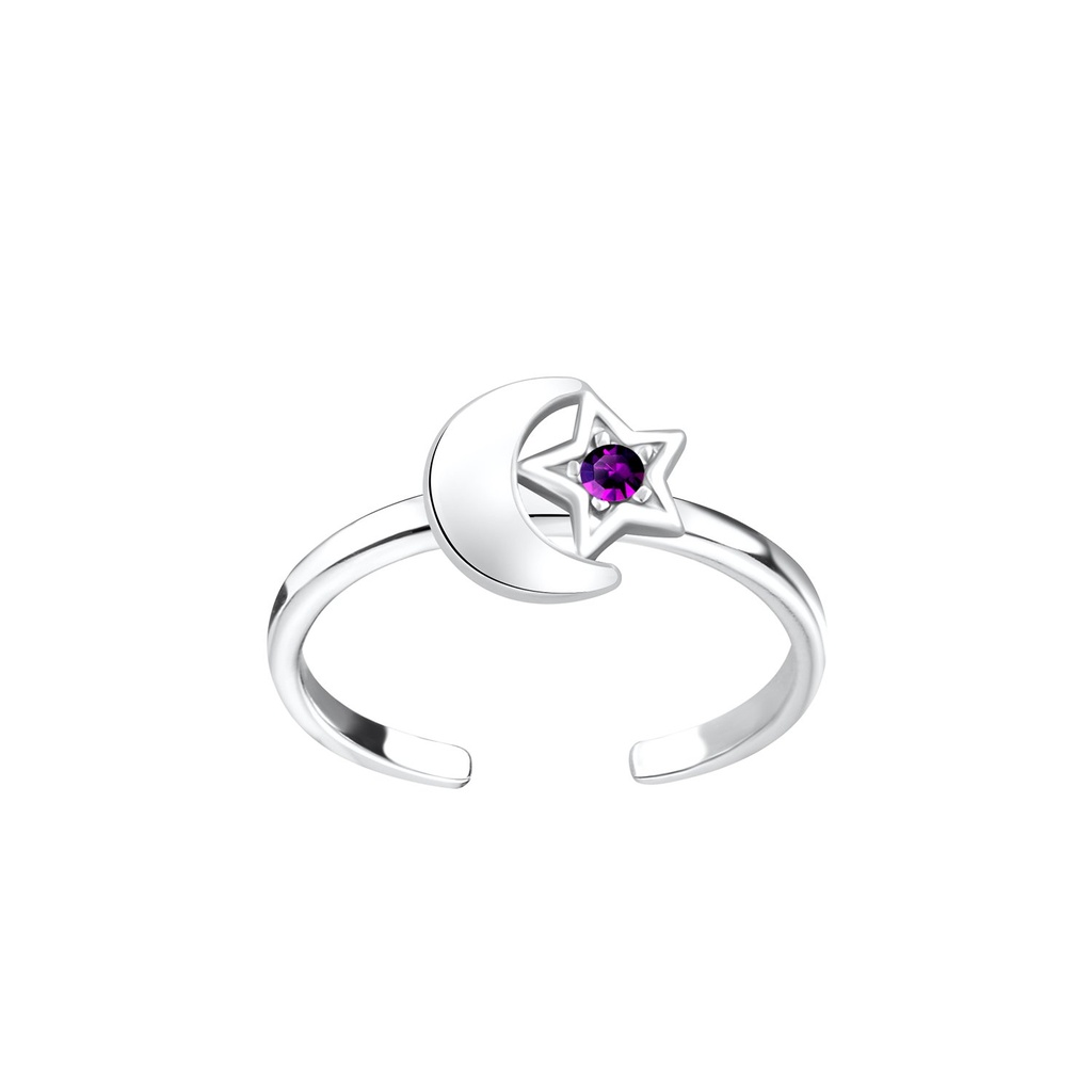 Bague d'orteil lune et étoile en argent