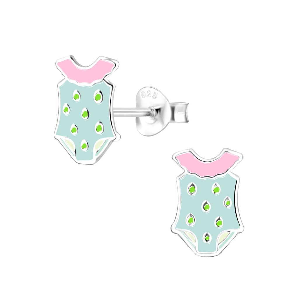 Silver Swim Suit Stud Earrings