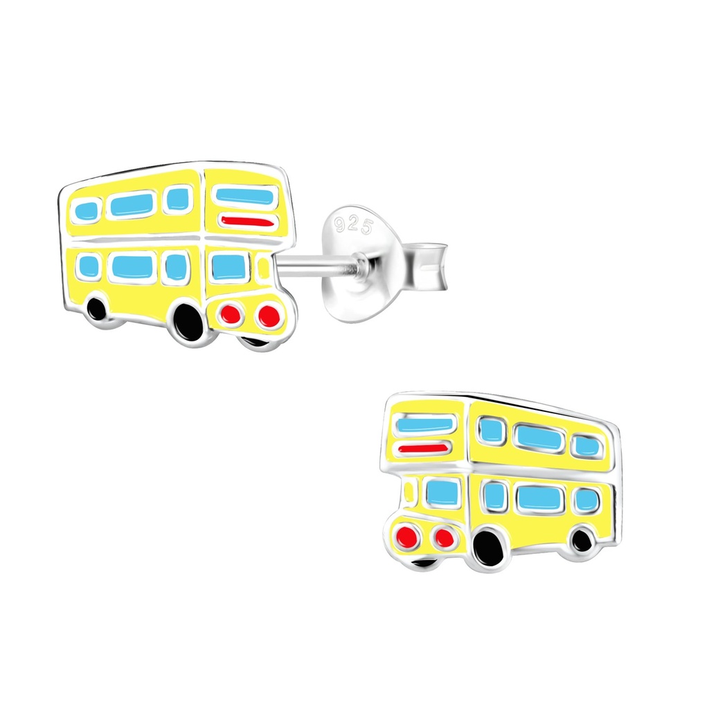 Puces d'oreilles bus londonien en argent