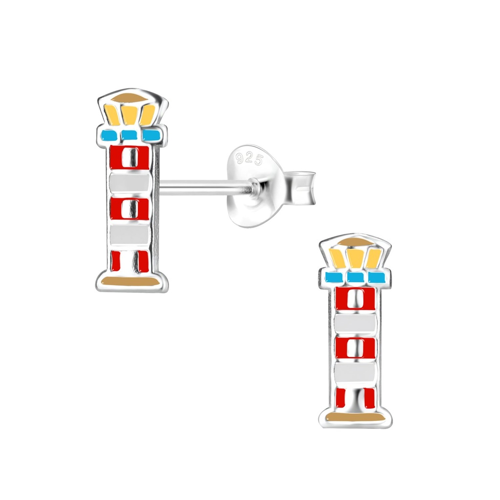 Silver Lighthouse Stud Earrings