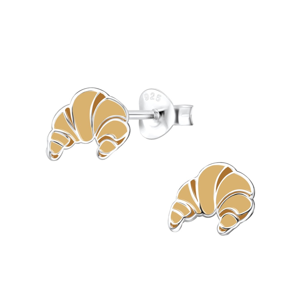 Silver Croissant Stud Earrings