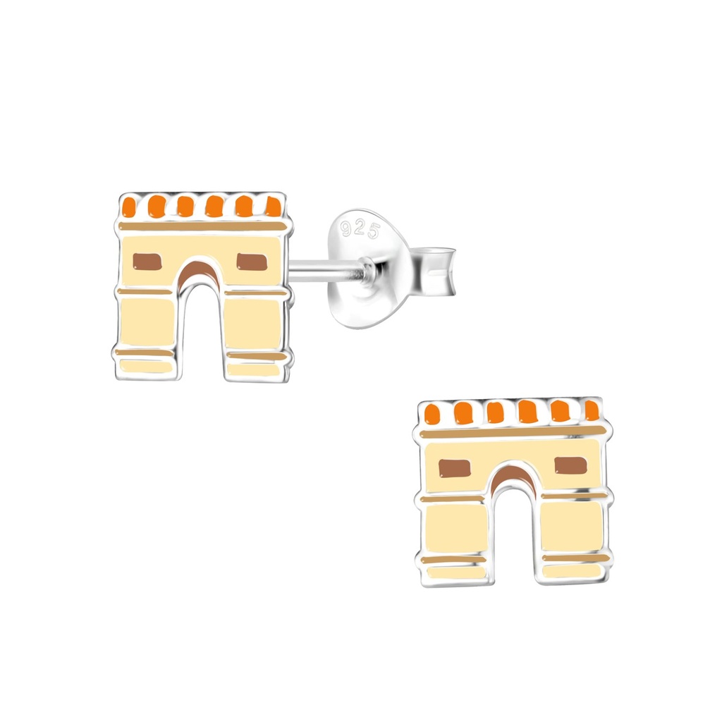 Silver Arc de Triomphe Stud Earrings