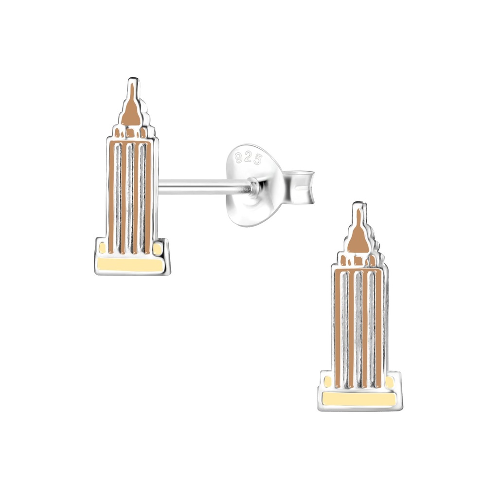 Silver Empire State Building Stud Earrings