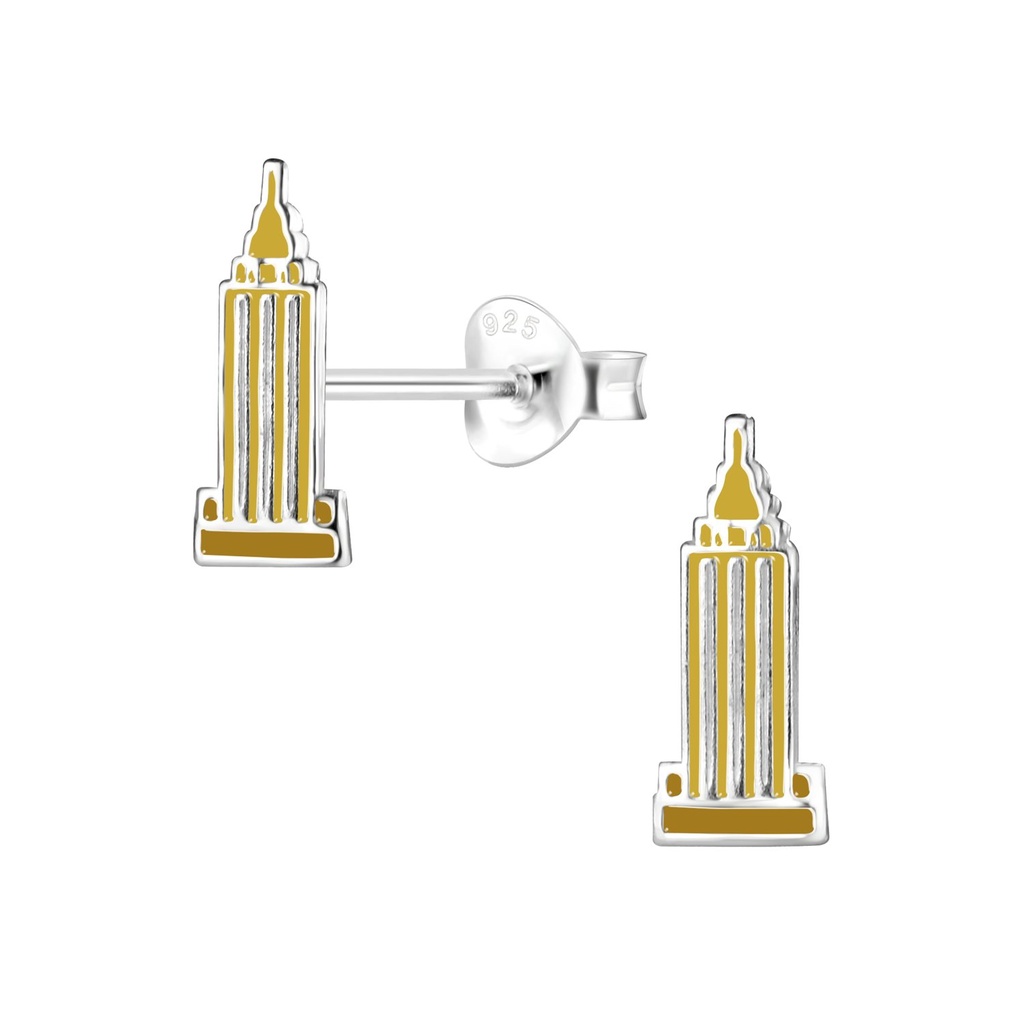 Puces d'oreilles Empire State Building en argent