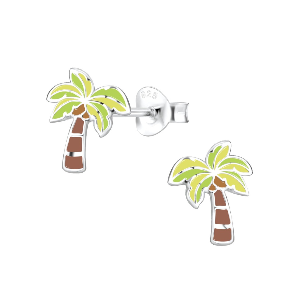 Silver Coconut Tree Stud Earrings