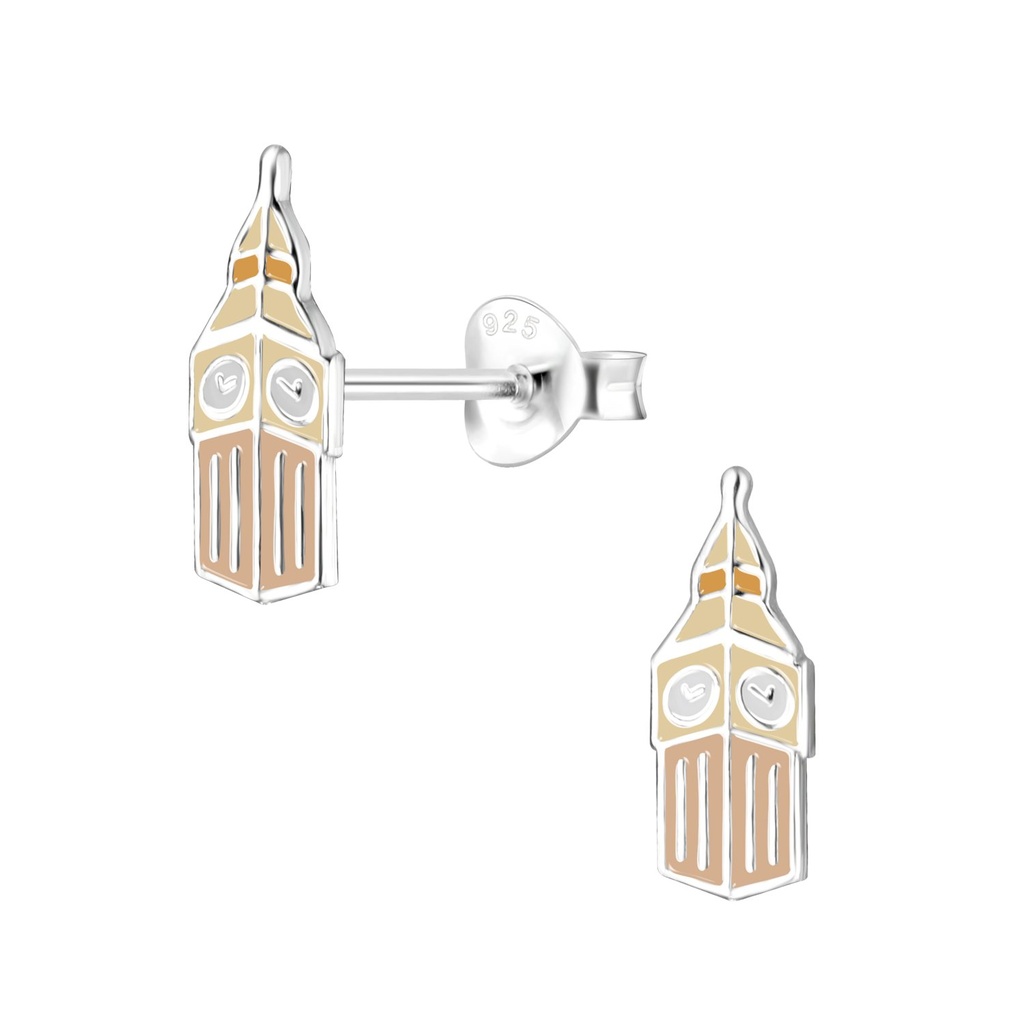 Silver Big Ben Stud Earrings
