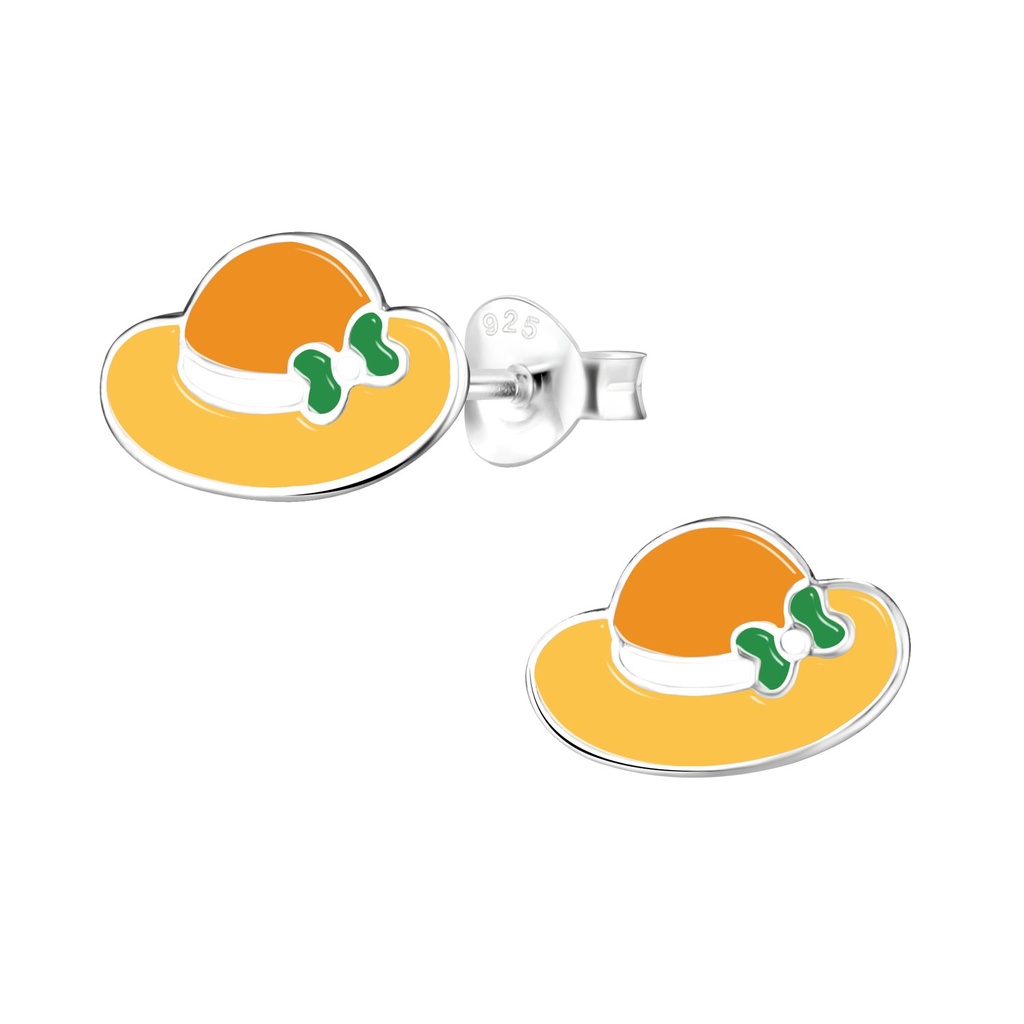 Puces d'oreilles chapeau en argent
