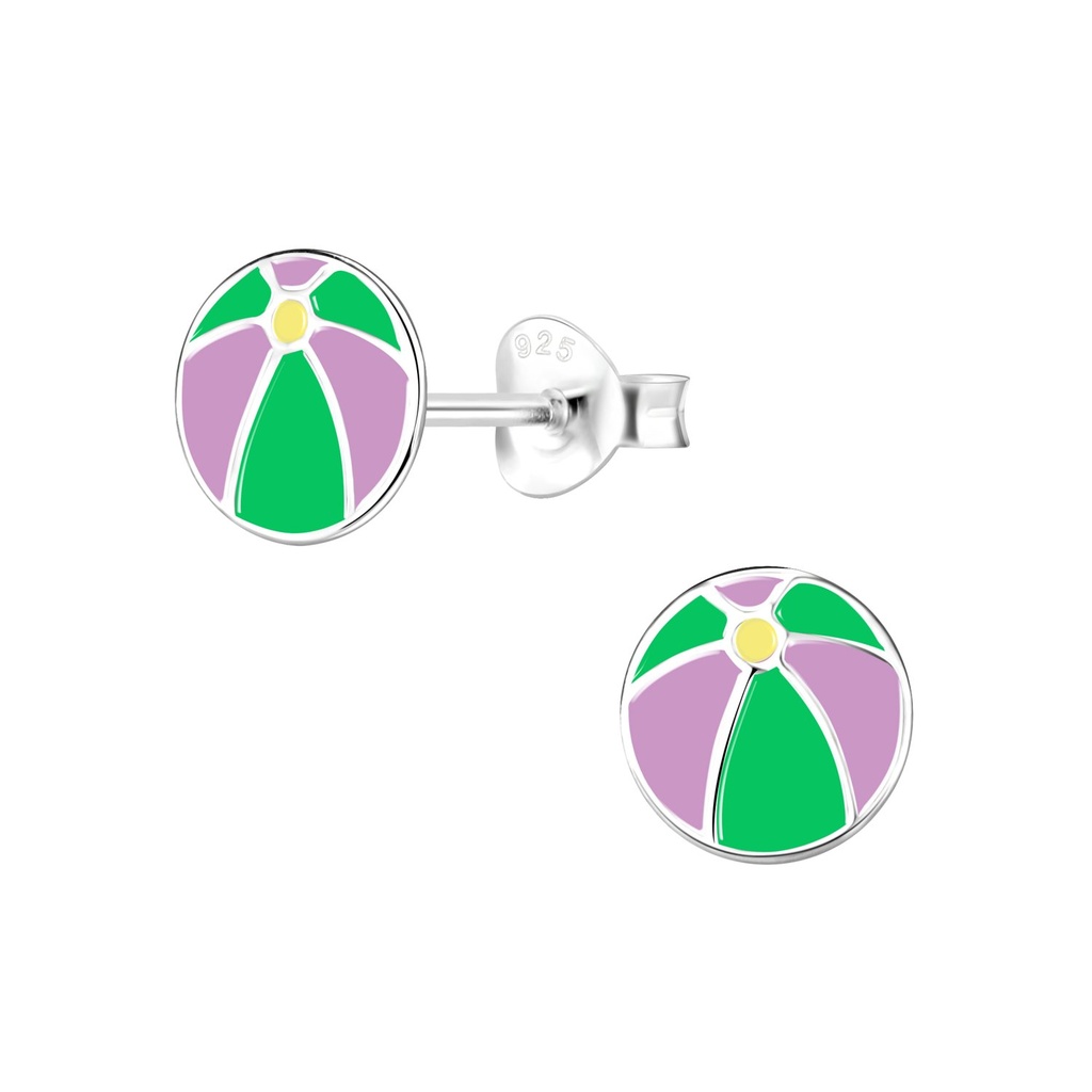 Silver Beach Ball Stud Earrings
