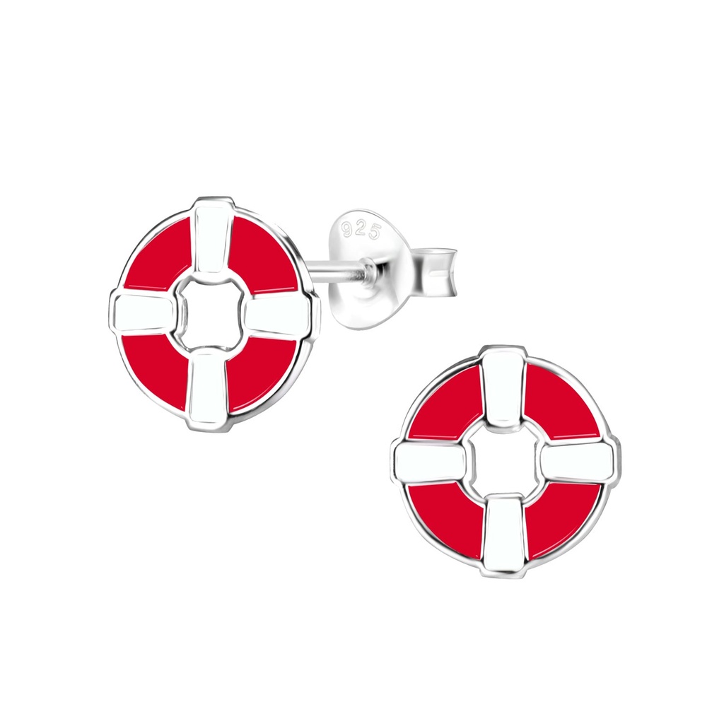 Silver Rubber Ring Stud Earrings