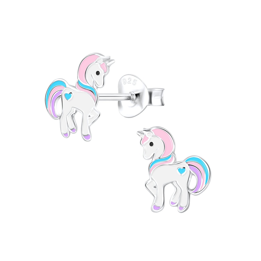 Silver Unicorn Stud Earrings