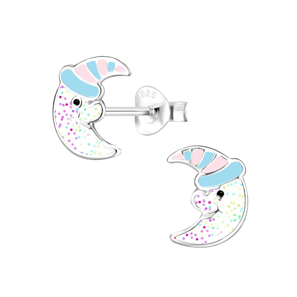 Silver Moon Stud Earrings