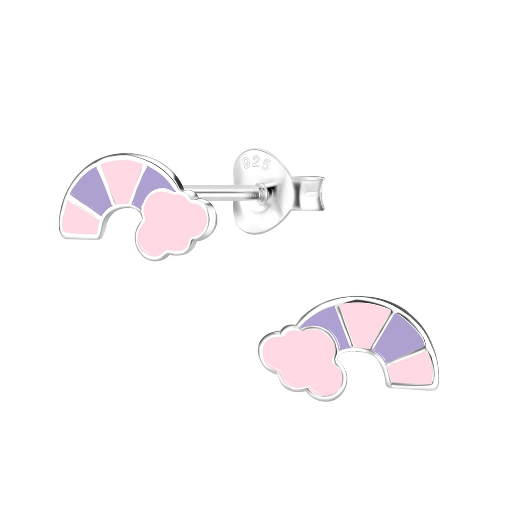 Silver Rainbow Stud Earrings