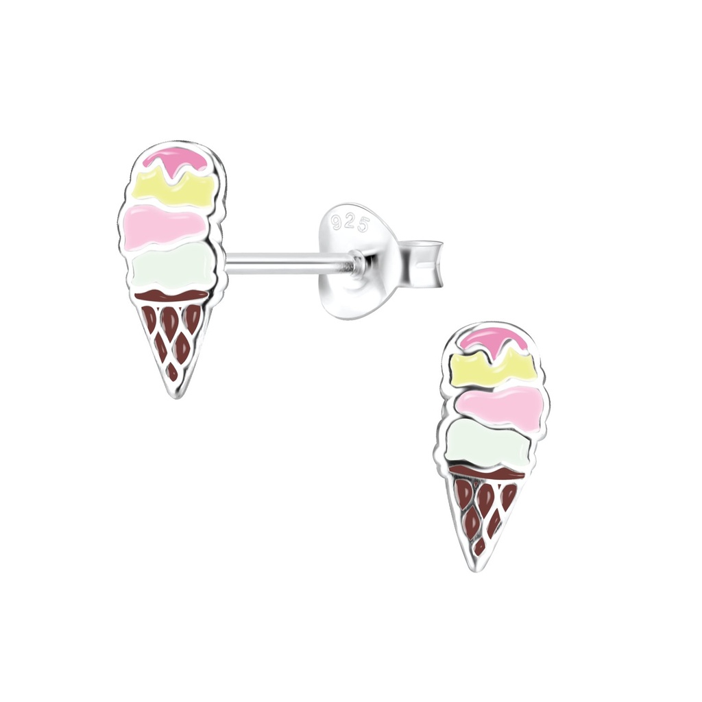 Silver Ice Cream Stud Earrings
