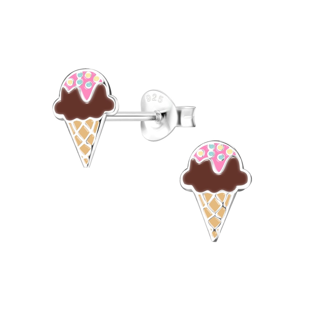 Silver Ice Cream Stud Earrings