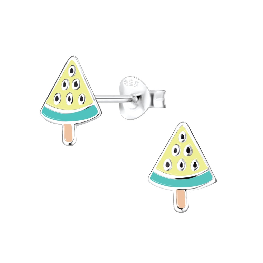 Puces d'oreilles pastèque en argent