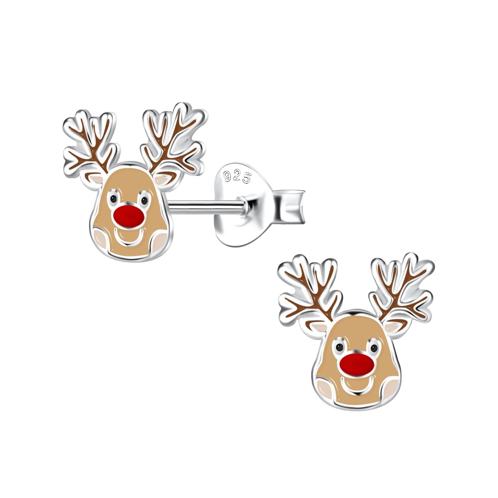Silver Reindeer Stud Earrings