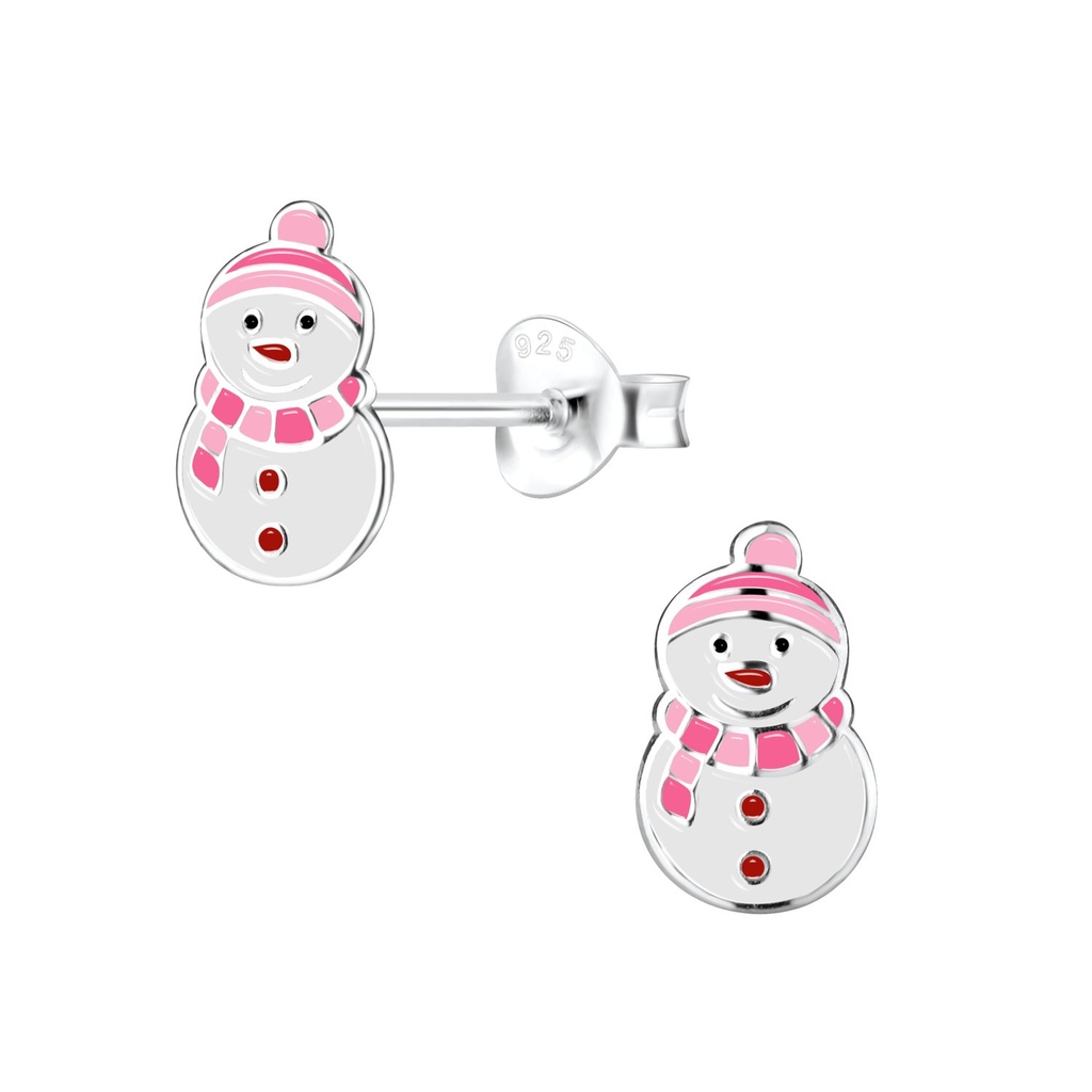 Silver Snowman Stud Earrings