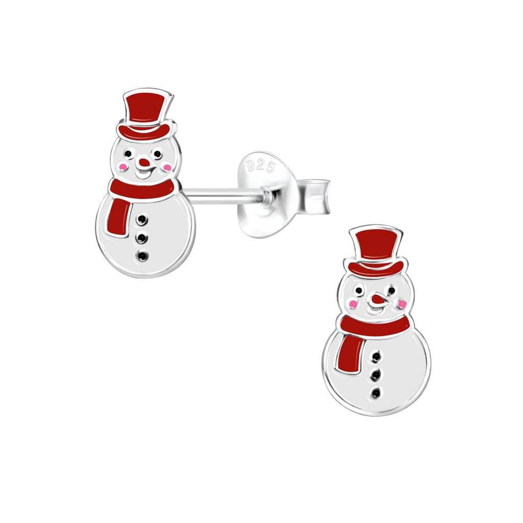 Puces d'oreilles bonhomme de neige en argent