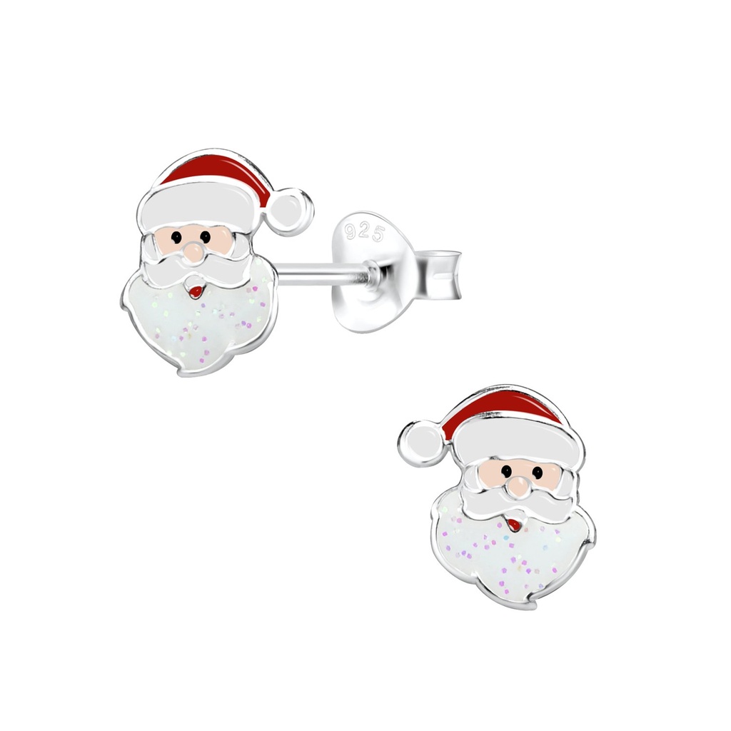 [10013795] Silver Santa Claus Stud Earrings