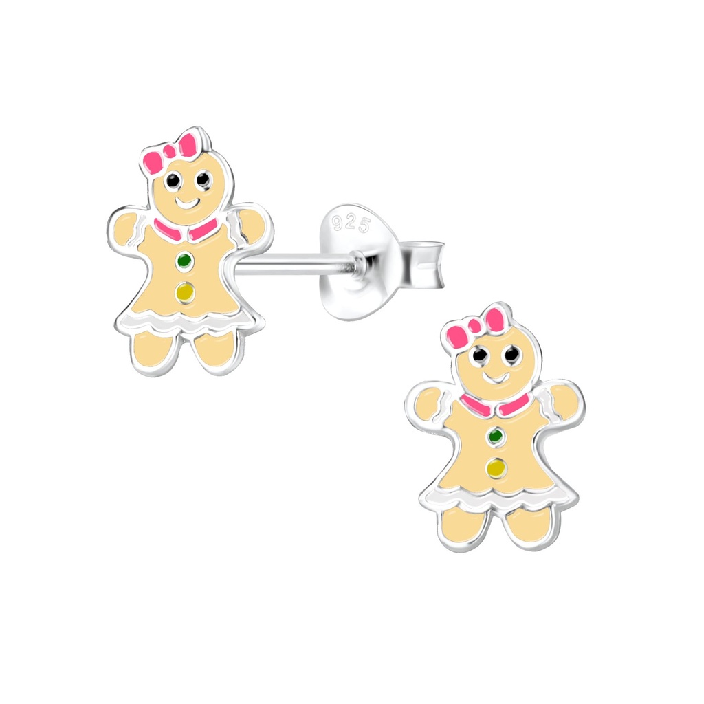 Silver Gingerbread Stud Earrings