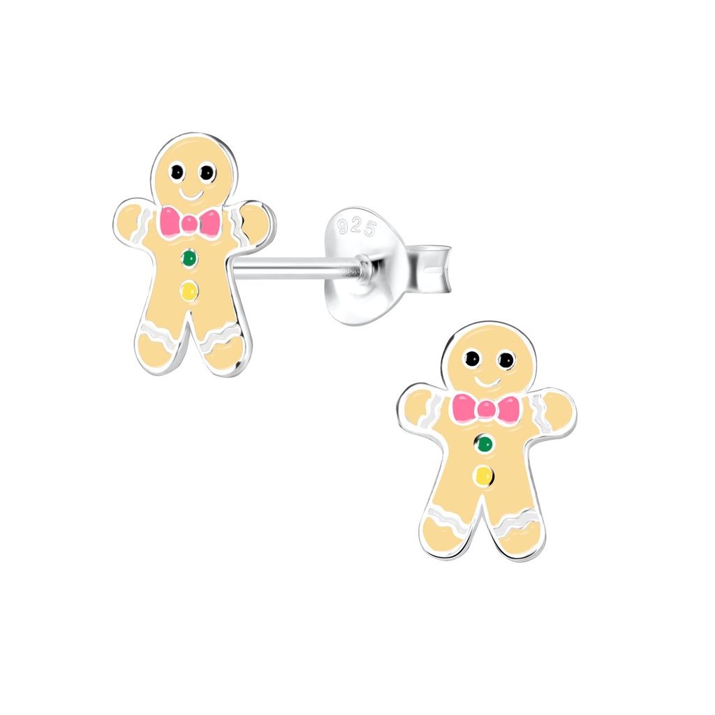 Silver Gingerbread Stud Earrings