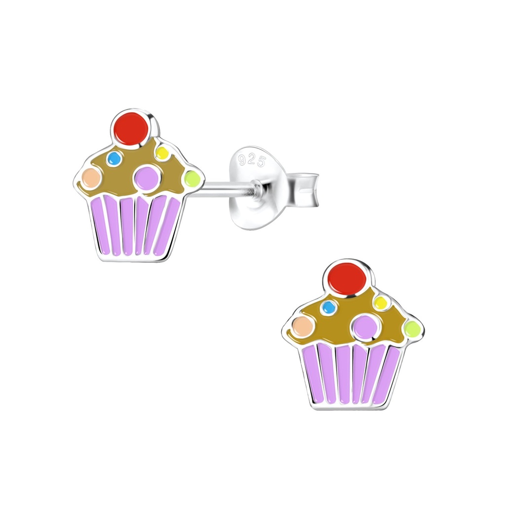 Puces d'oreilles cupcake en argent