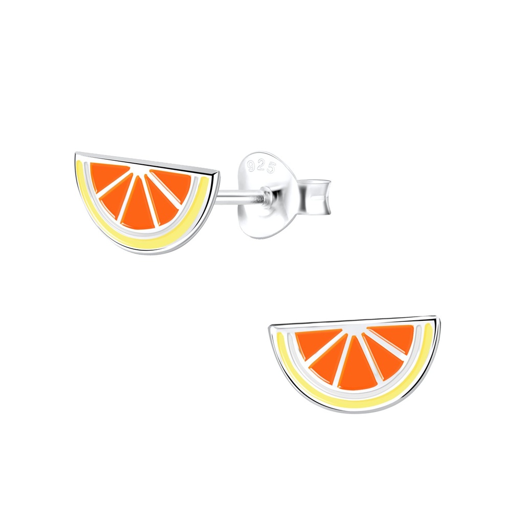 Puces d'oreilles orange en argent