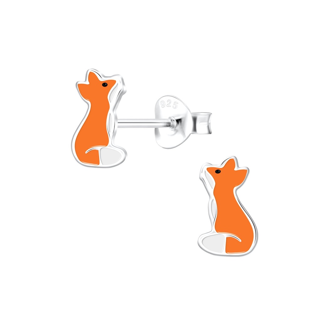 Silver Fox Stud Earrings