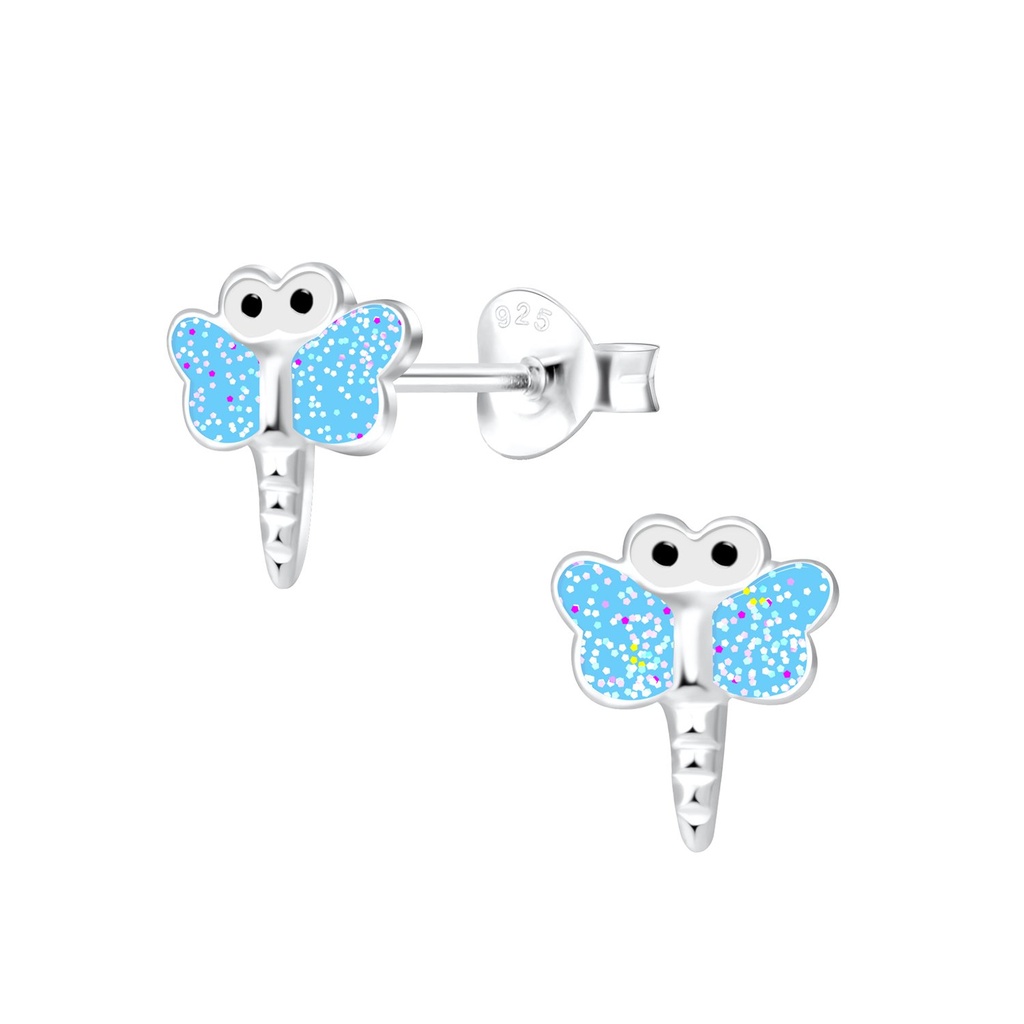 Puces d'oreilles libellule en argent
