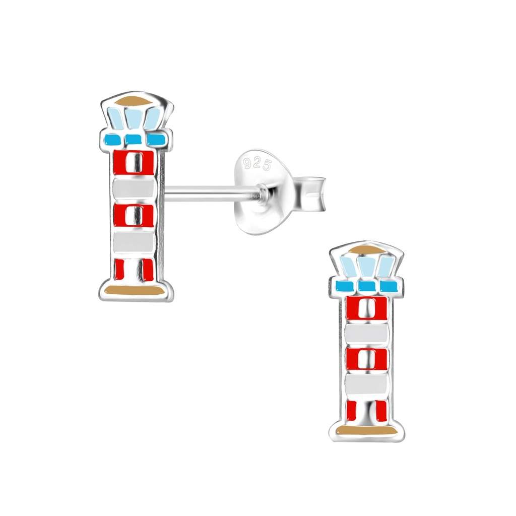Silver Lighthouse Stud Earrings