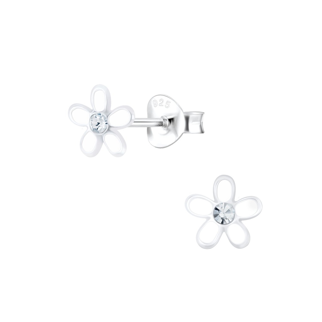 Puces d'oreilles fleur en argent
