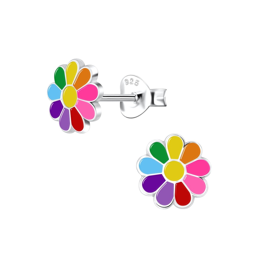 Puces d'oreilles fleur marguerite en argent
