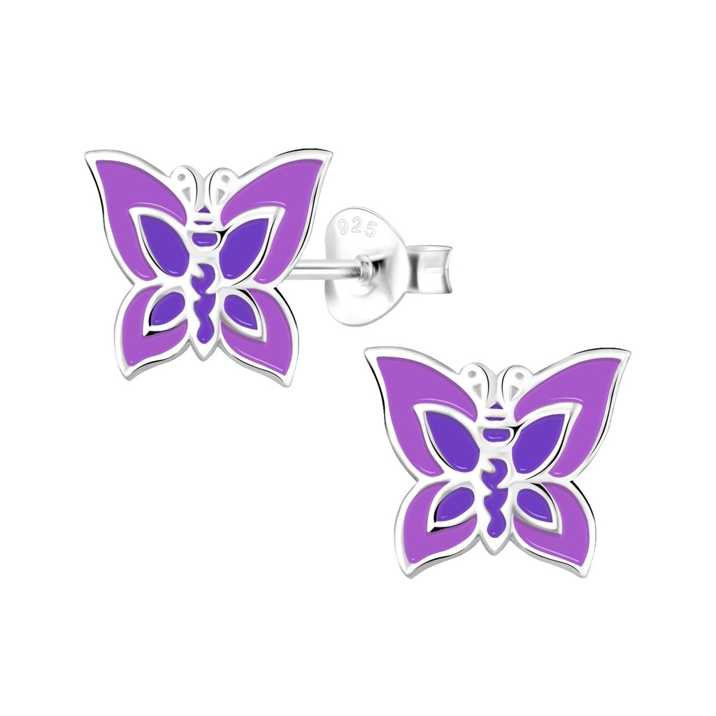 Puces d'oreilles papillon en argent