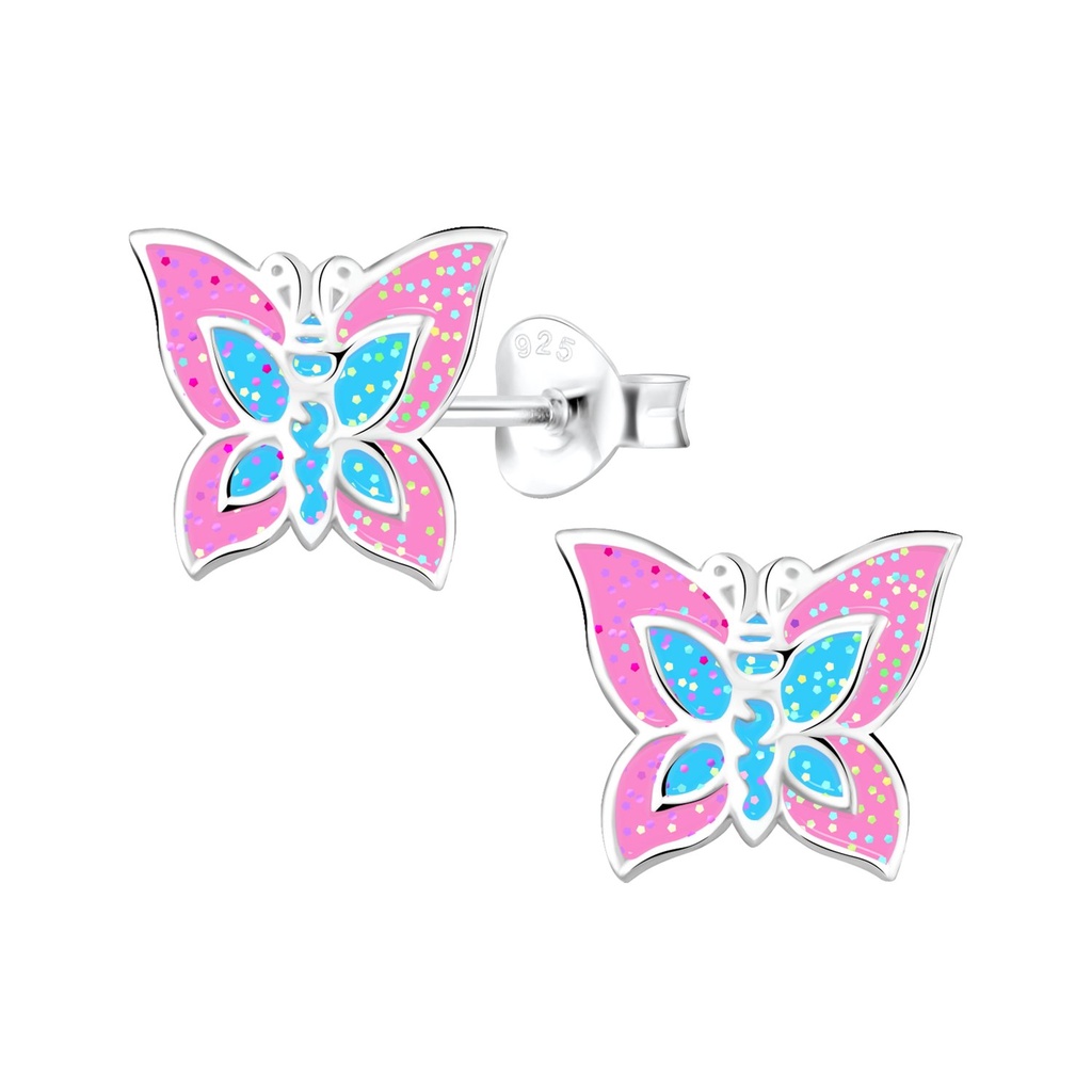 Puces d'oreilles papillon en argent