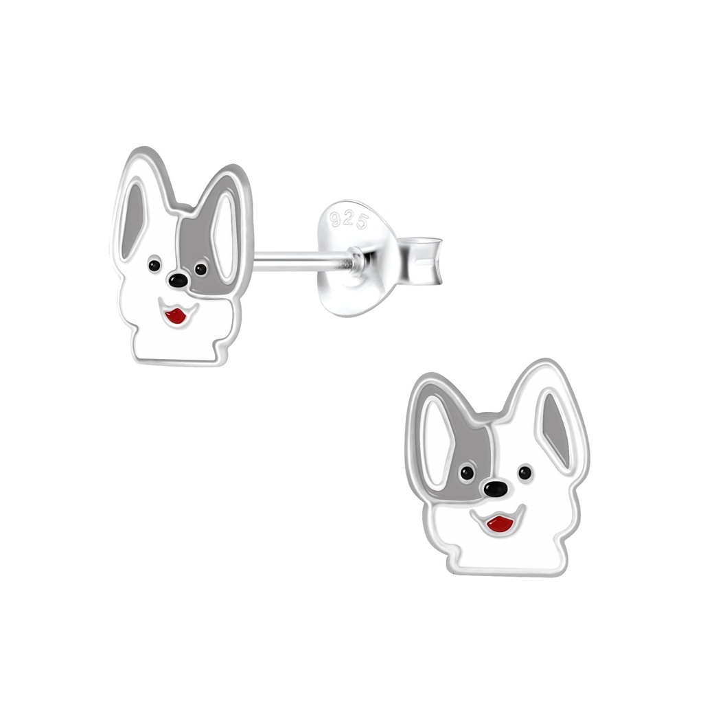 Puces d'oreilles chien en argent