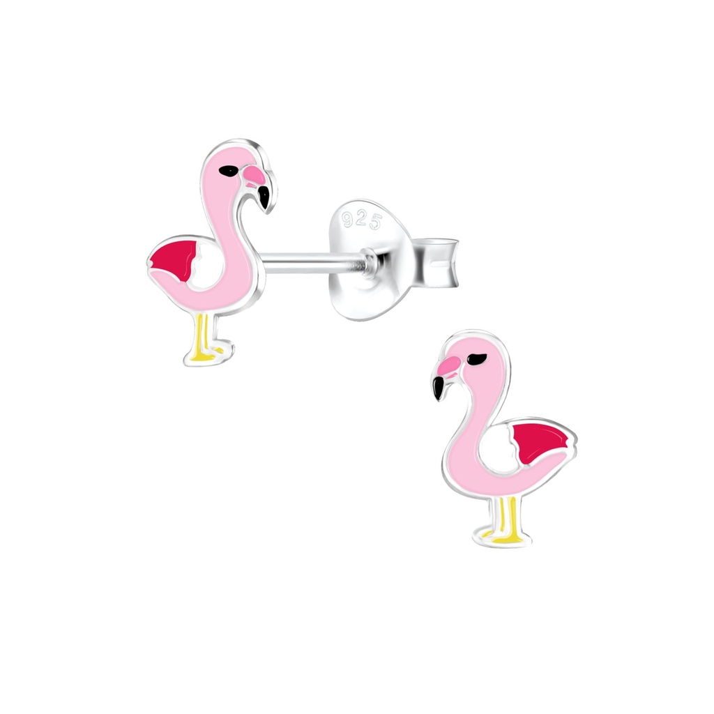 Silver Flamingo Stud Earrings
