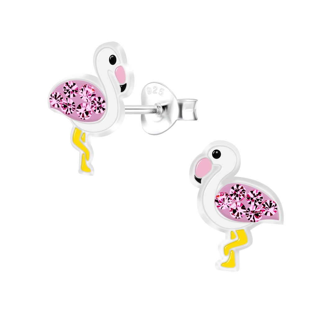 Silver Flamingo Stud Earrings