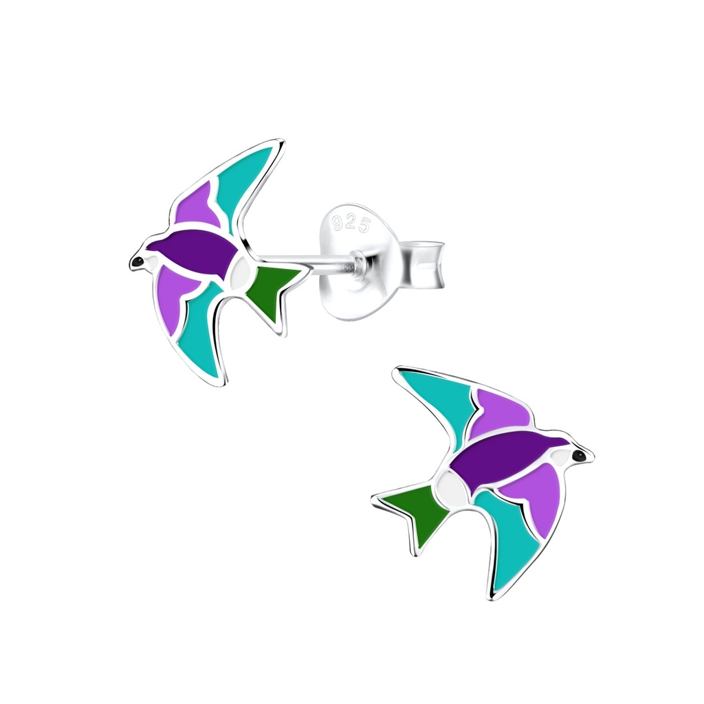 Silver Bird Stud Earrings