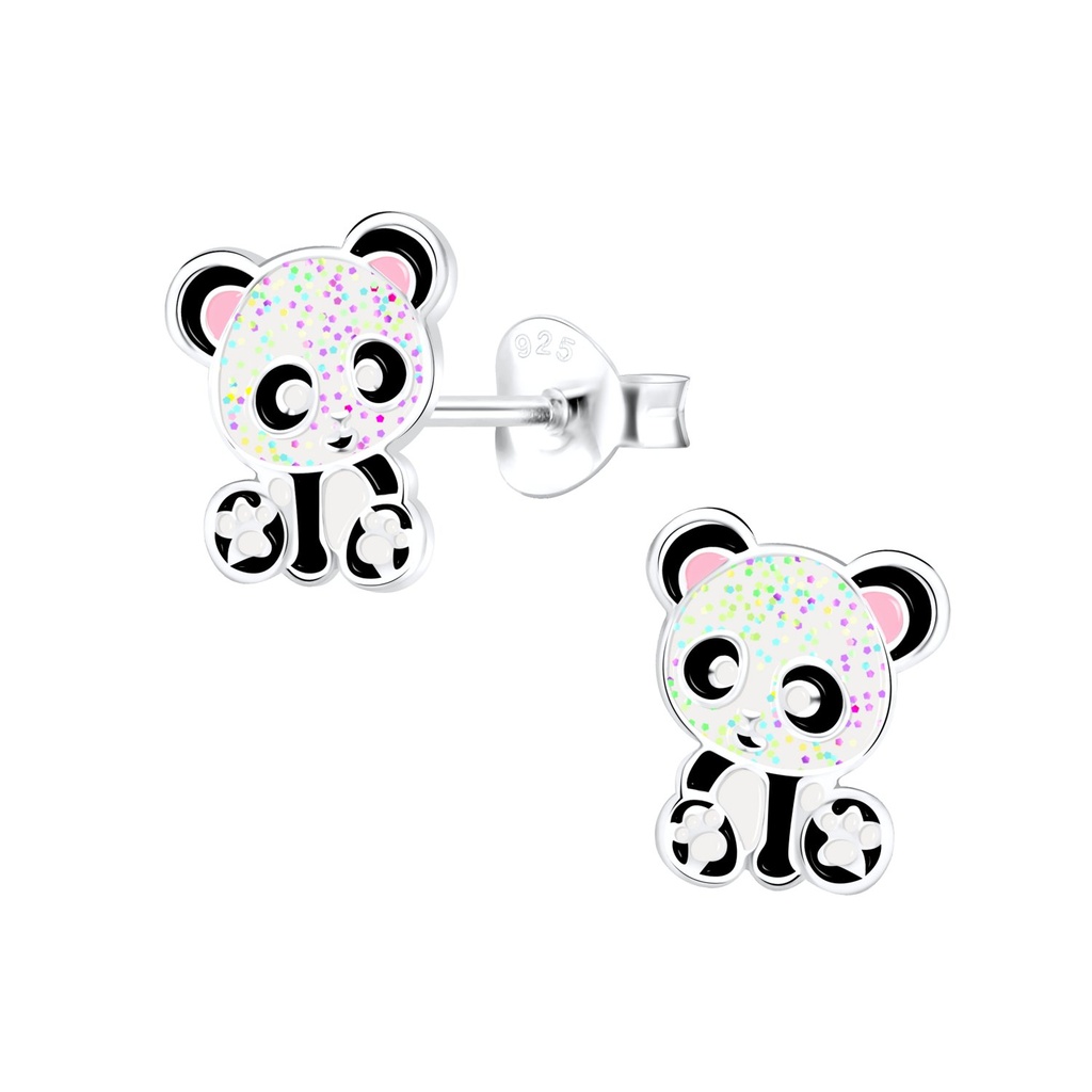 Silver Panda Stud Earrings