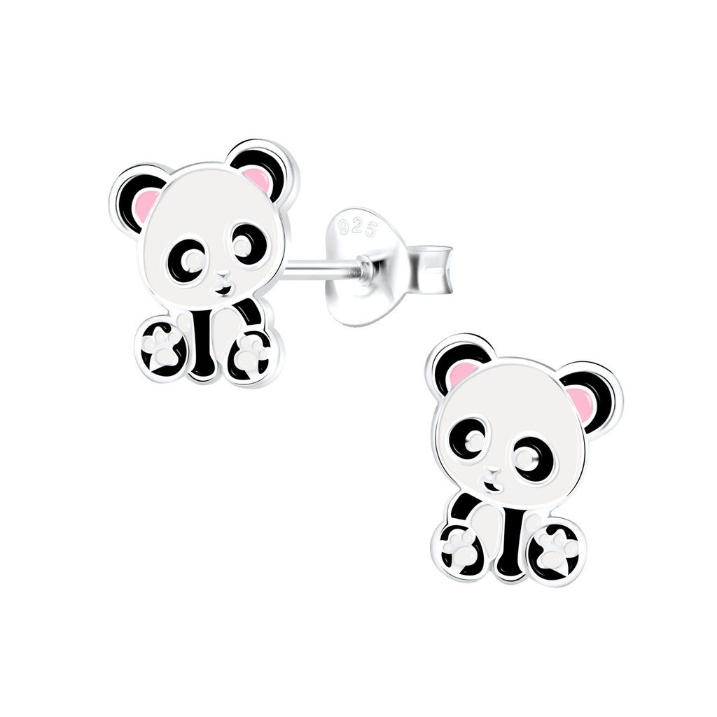 Silver Panda Stud Earrings