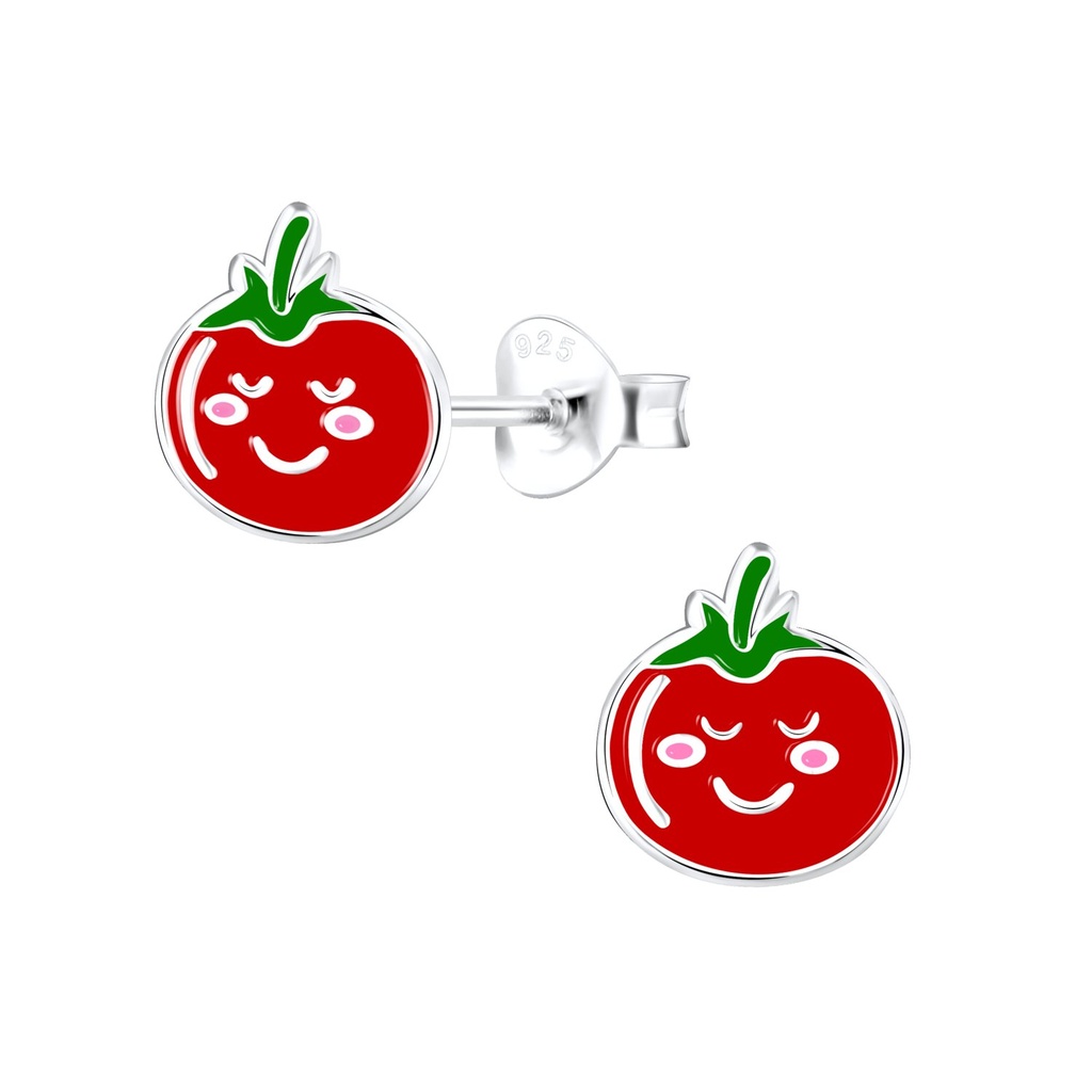 Silver Tomato Stud Earrings