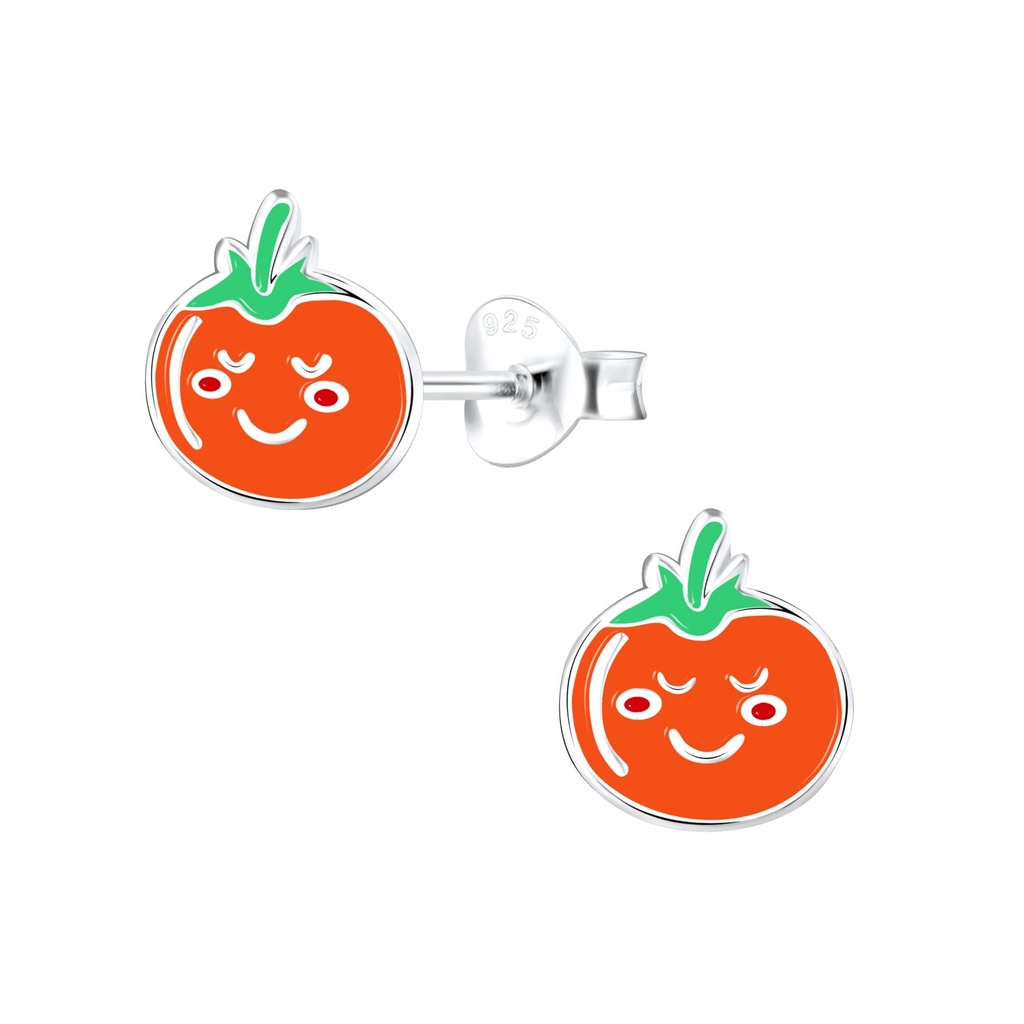 Puces d'oreilles tomate en argent