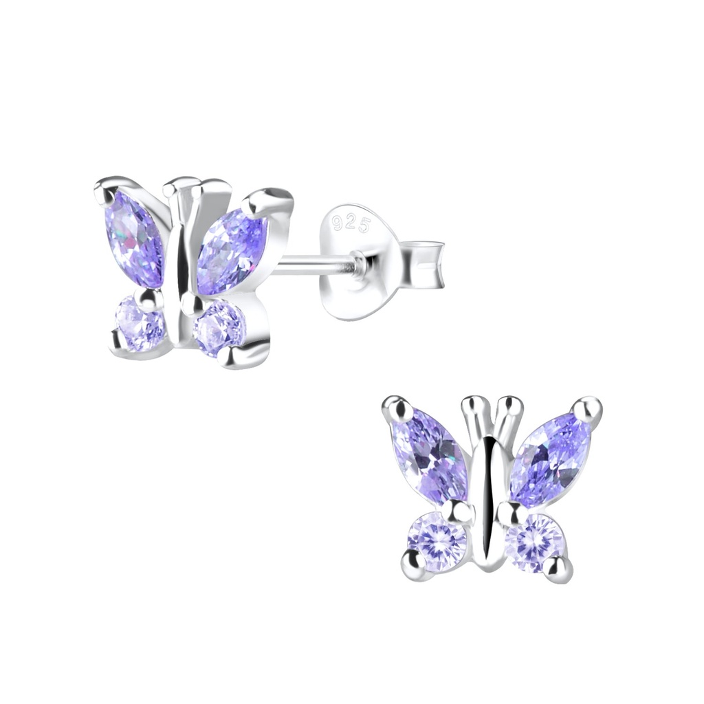 Puces d'oreilles papillon en argent