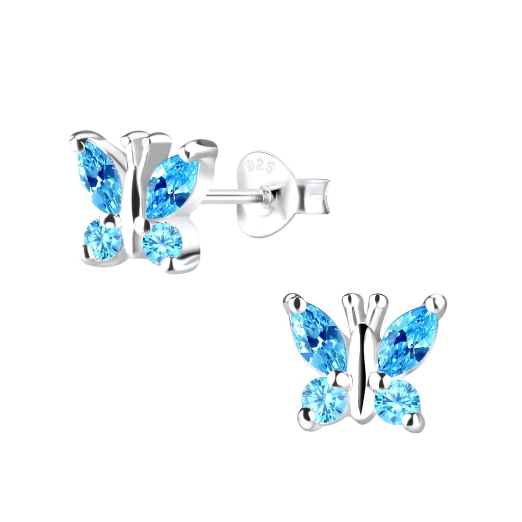 Puces d'oreilles papillon en argent