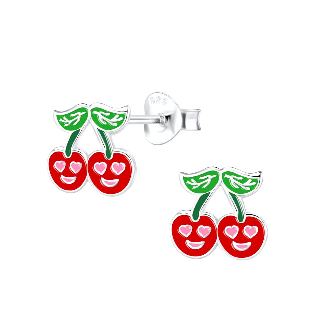 Puces d'oreilles cerise en argent