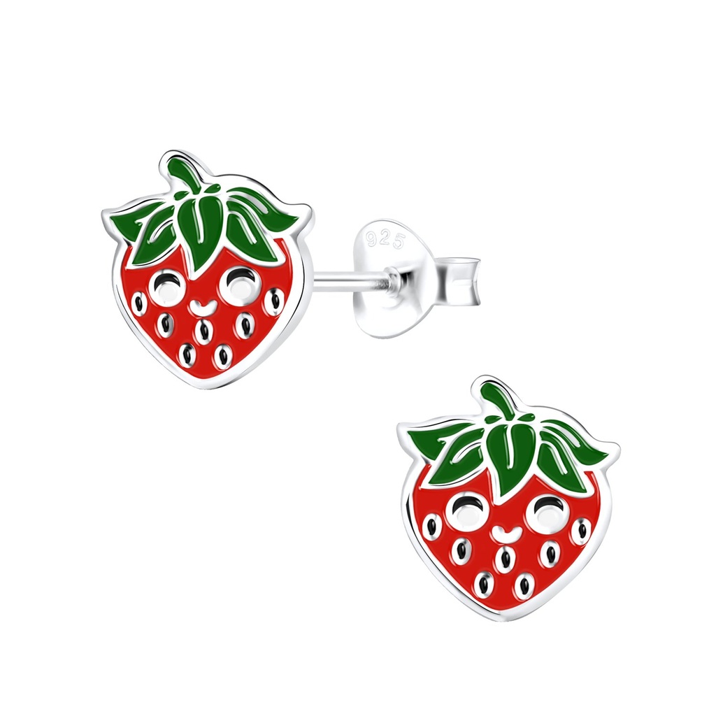 Silver Strawberry Stud Earrings