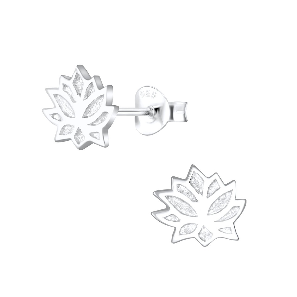 Puces d'oreilles fleur lotus en argent